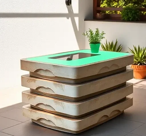 Сенсорные панели из переработанной керамики для летней кухни под навесом